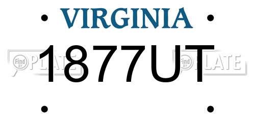 1877UT Virginia License Plate