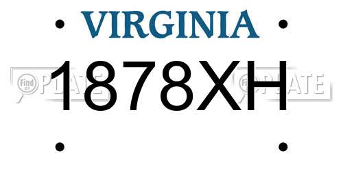 1878XH Virginia License Plate