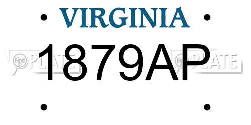 1879AP Virginia License Plate