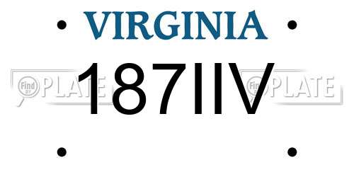 187IIV Virginia License Plate