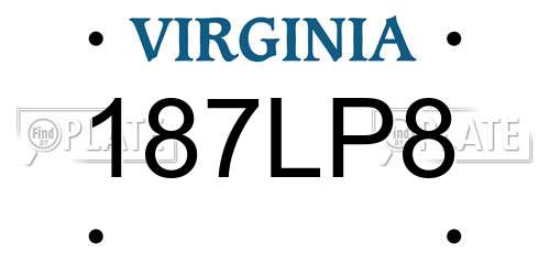 187LP8 Virginia License Plate