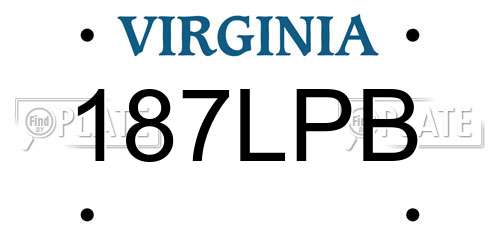 187LPB Virginia License Plate