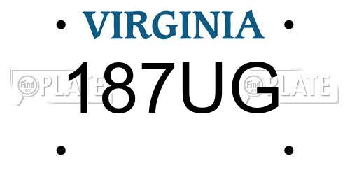 187UG Virginia License Plate