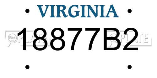 18877B2 Virginia License Plate