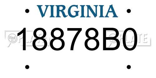 18878B0 Virginia License Plate
