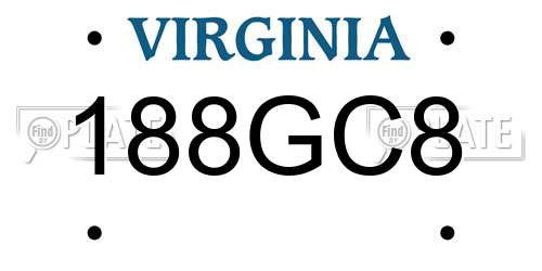 188GC8 Virginia License Plate