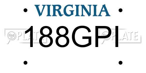 188GPI Virginia License Plate