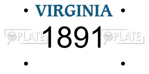 1891 Virginia License Plate