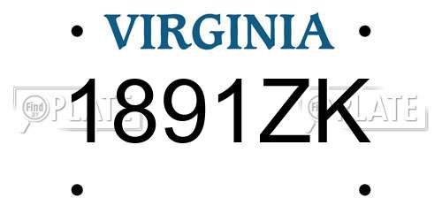 1891ZK Virginia License Plate