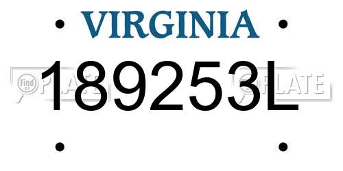 189253L Virginia License Plate