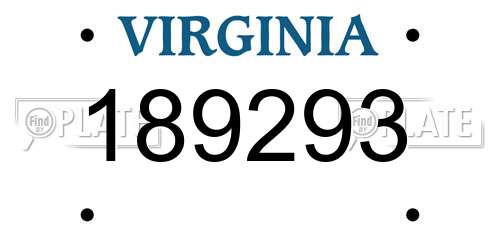 189293 Virginia License Plate