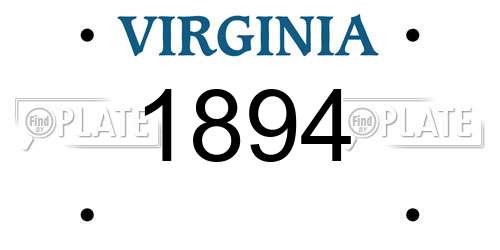 1894 Virginia License Plate