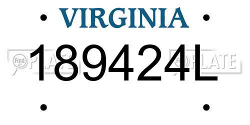 189424L Virginia License Plate
