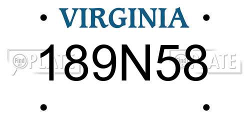 189N58 Virginia License Plate