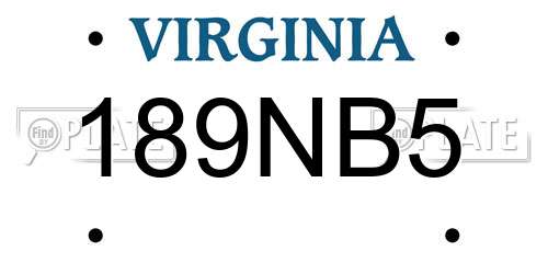 189NB5 Virginia License Plate