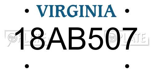 18AB507 Virginia License Plate