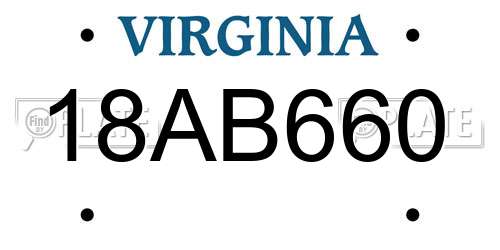 18AB660 Virginia License Plate