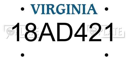 18AD421 Virginia License Plate