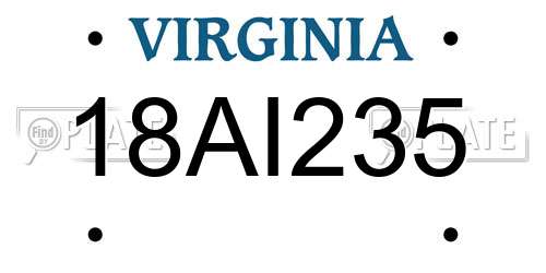 18AI235 Virginia License Plate