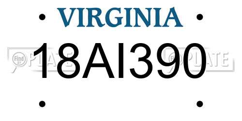 18AI390 Virginia License Plate