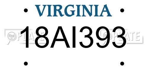 18AI393 Virginia License Plate