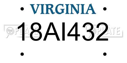 18AI432 Virginia License Plate