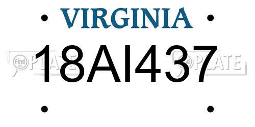 18AI437 Virginia License Plate