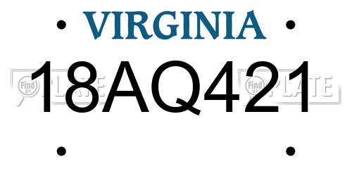 18AQ421 Virginia License Plate