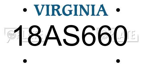 18AS660 Virginia License Plate