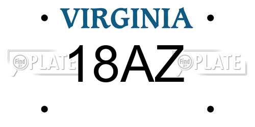 18AZ Virginia License Plate