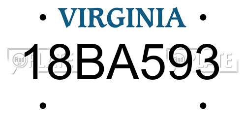18BA593 Virginia License Plate