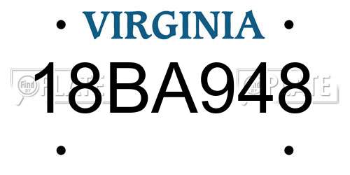 18BA948 Virginia License Plate