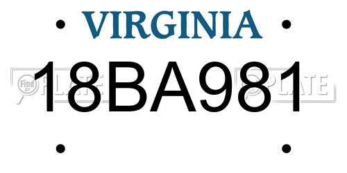 18BA981 Virginia License Plate