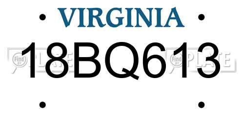18BQ613 Virginia License Plate