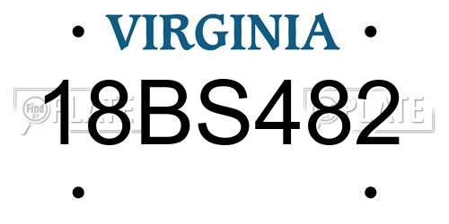 18BS482 Virginia License Plate