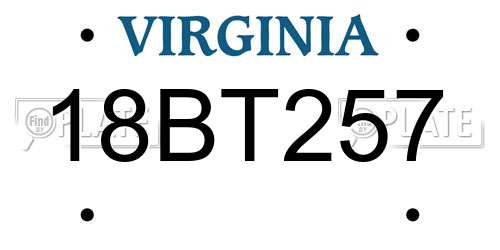 18BT257 Virginia License Plate