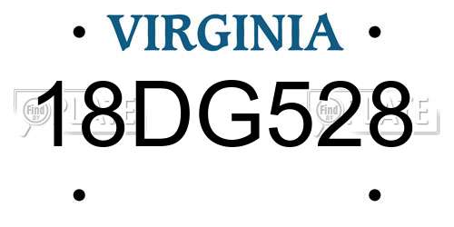 18DG528 Virginia License Plate