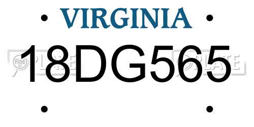 18DG565 Virginia License Plate