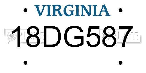 18DG587 Virginia License Plate