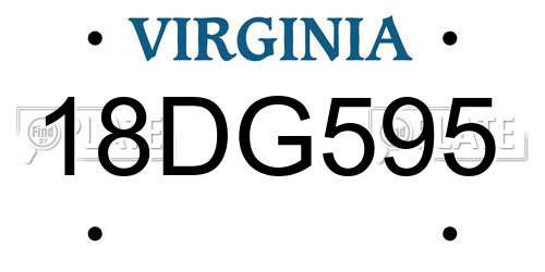 18DG595 Virginia License Plate