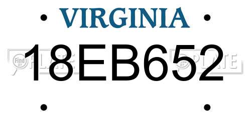 18EB652 Virginia License Plate