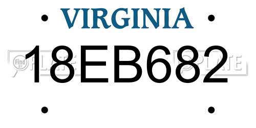 18EB682 Virginia License Plate
