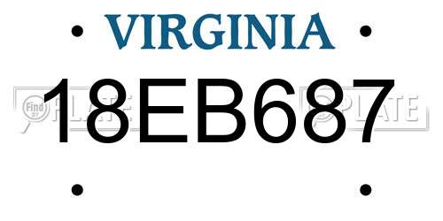 18EB687 Virginia License Plate