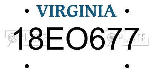 18EO677 Virginia License Plate