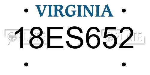 18ES652 Virginia License Plate