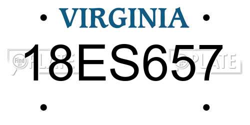 18ES657 Virginia License Plate