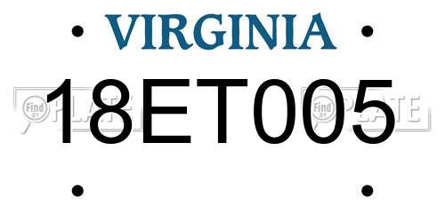 18ET005 Virginia License Plate