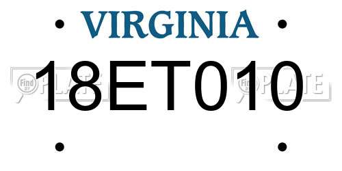 18ET010 Virginia License Plate