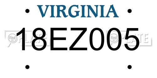 18EZ005 Virginia License Plate