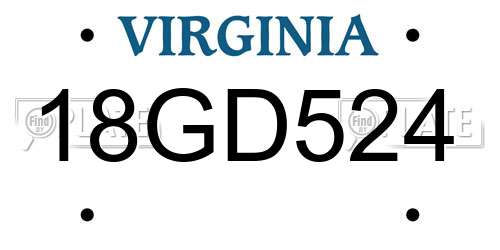 18GD524 Virginia License Plate
